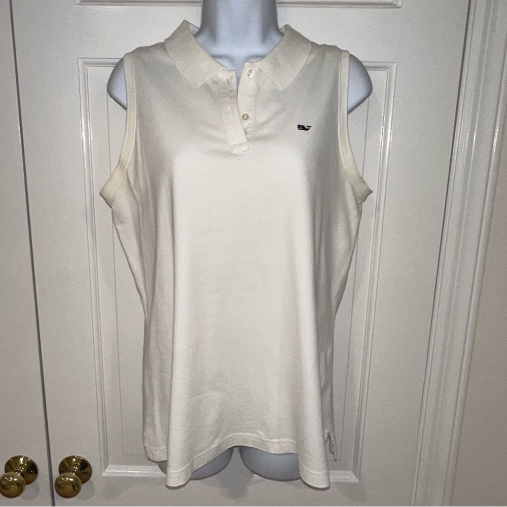 Vineyard vines women’s cotton white sleeveless polo size large